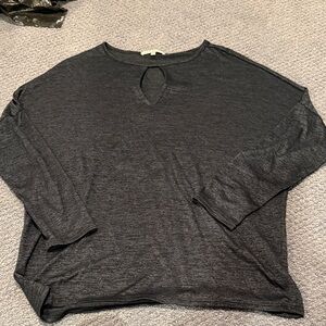 Red Haute Charcoal Long Sleeve Tunic super soft. Key hole neck